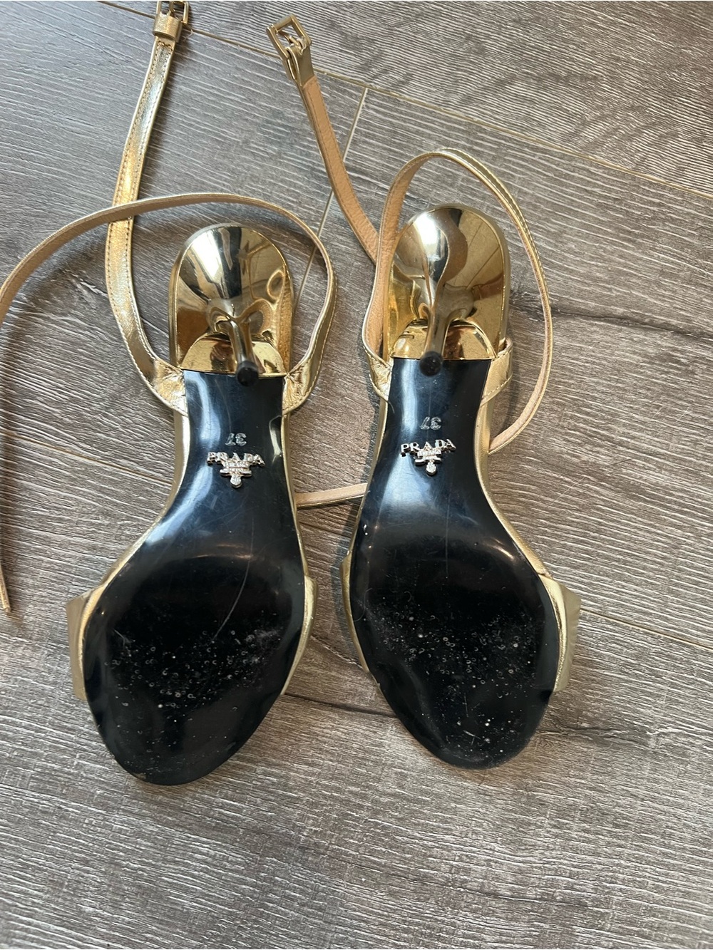 Prada Metallic Gold Leather Slingback Sandals - Picture 2 of 3